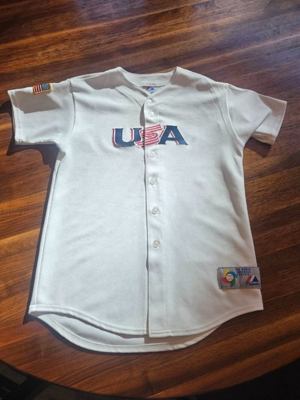 MAJESTIC Button Down World Classic TEAM USA Baseball Jersey Size Youth XL